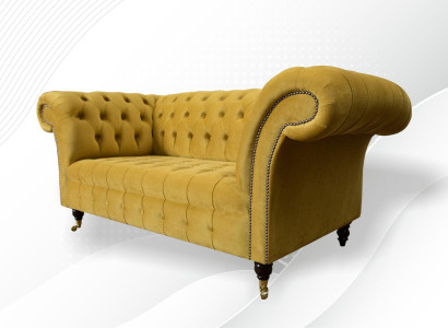 Sofa 2 Seater Design Sofas Upholstery Modern Seat Fabric Yellow Two-seater new Couch